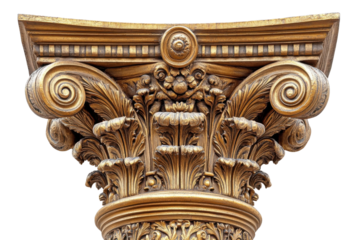 Golden architectural marvel ancient column capital intricate detail baroque style gilded monument