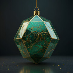 Green Geometric Holiday Ornament with Gold Accents