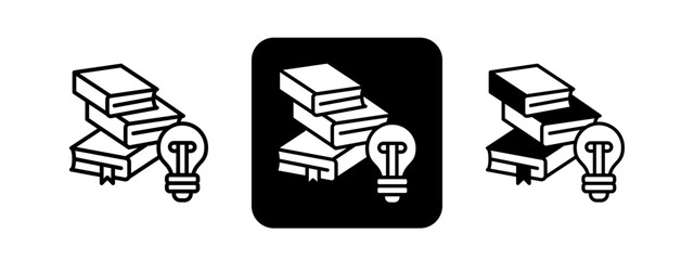 Learning  Solid color and black line drawing vector illustration set