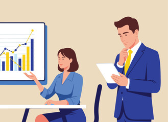 Business professionals analyzing financial data in team meeting