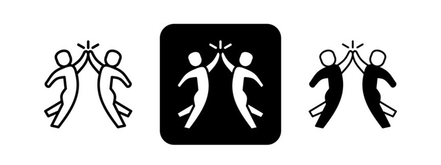 Enthusiasm  Solid color and black line drawing vector illustration set