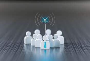 Abstract white figures with communication antenna