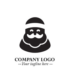 Santa Claus Logo Symbol in Black on White Background for Classic Holiday Branding and Design ArtPlus