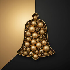 Golden Holiday Bell Design with Decorative Ornaments