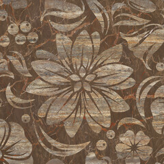Elegant Floral Carved Pattern on Polished Marble Surface