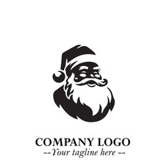 Santa Claus Logo Symbol in Black on White Background for Classic Holiday Branding and Design ArtPlus