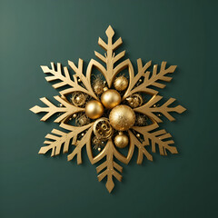 Elegant Golden Snowflake Design with Festive Holiday Ornaments