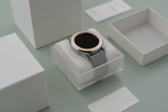 Second watch packaging display with clean modern presentation for advertising visuals