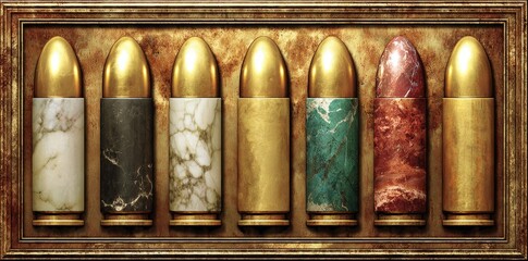 A rustic surface serves as the backdrop for a colorful array of stone-like crayons, carefully arranged to create a visually appealing display