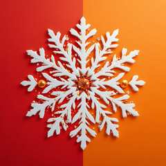 christmas snowflake on red background