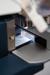Extreme spectrometer optical interface showing precise light path and controls.
