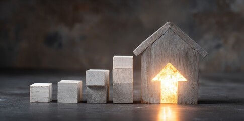 The growth chart and house model underscore the rising market trend in home investment