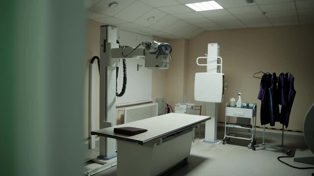 Modern diagnostic X-ray room for taking X-ray images of patients, background, hospital