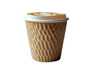 Latte Art Coffee in Paper Cup Latte Drink To Go Morning Beverage Textured Cup Coffee Break Coffee