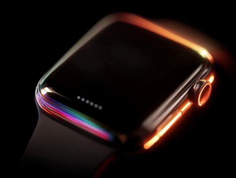 Smartwatch displaying modern technology and vibrant glowing interface - Powered by Adobe