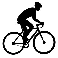 Silhouette of a cyclist riding a road bike wearing a helmet