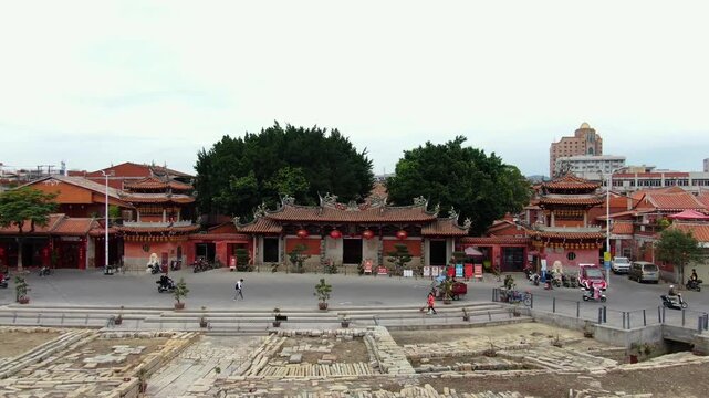 Historical Tianhou Palace Quanzhou China Aerial View Ancient Chinese Architecture Traditional Building Tourist Attraction