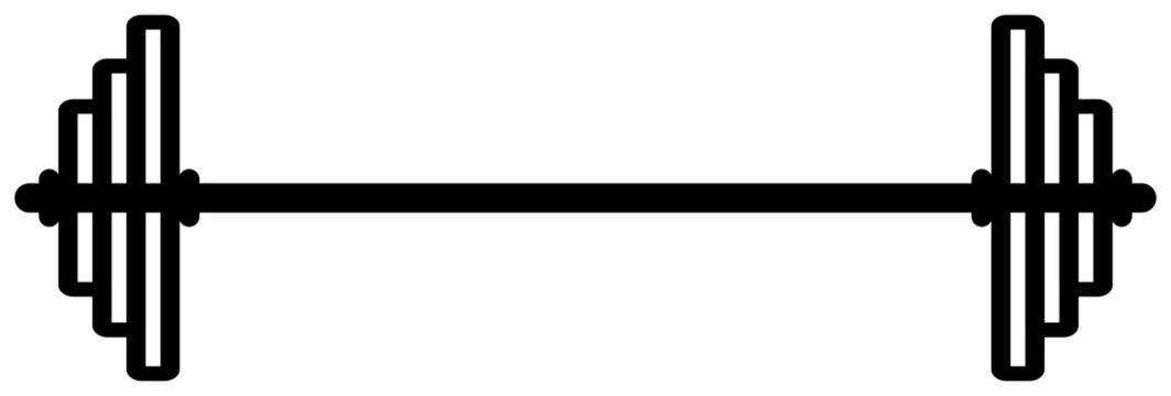 Barbell icon isolated on white background. Gym logo design element. Black barbell for gym, fitness and athletic center - Powered by Adobe