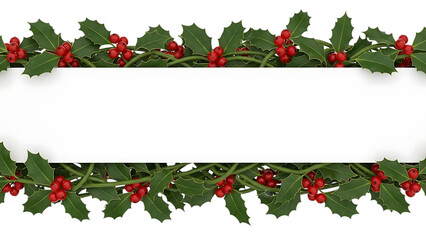 Holly berry frame isolated on transparent background for christmas season