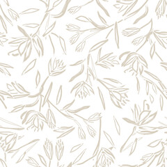 Fototapeta premium Neutral Colour Abstract Floral Seamless Pattern Design