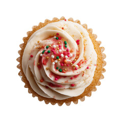 overhead view of cupcake isolated on transparent background