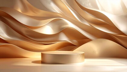 Abstract golden background design with metallic steel texture, circular swirl pattern, and black vinyl record aesthetic