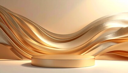 Abstract golden background design with metallic steel texture, circular swirl pattern, and black vinyl record aesthetic