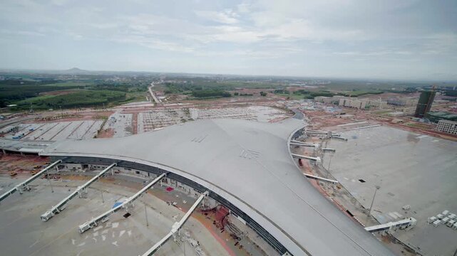 Wuchuan Airport Construction Site Aerial View in Zhanjiang China with Runway and Terminal Development