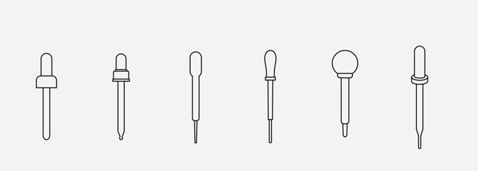 Minimal Line Art Set of Medical and Cosmetic Droppers in Clean Layout