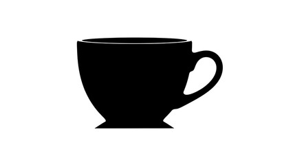 Black silhouette of a coffee cup isolated on transparent background