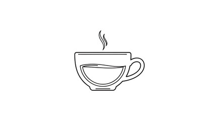 Outline drawing of a cup of hot drink isolated on transparent background