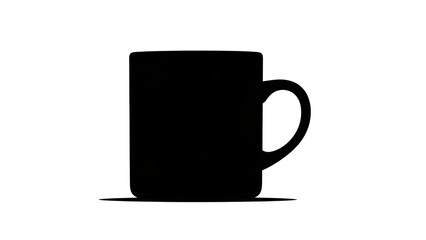Black silhouette of a coffee mug isolated on transparent background