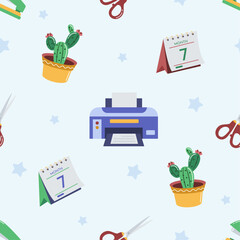 Flat stationary seamless pattern illustration