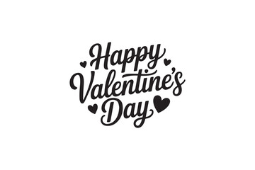 Romantic Happy Valentine&rsquo;s Day Typography &ndash; Black Calligraphy, Decorative Lettering