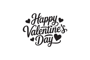 Romantic Happy Valentine&rsquo;s Day Typography &ndash; Black Calligraphy, Decorative Lettering