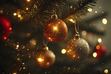 Festive Baubles and Bright Bokeh