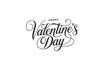 Romantic Happy Valentine&rsquo;s Day Typography &ndash; Black Calligraphy, Decorative Lettering