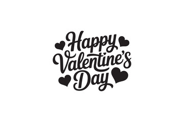 Romantic Happy Valentine&rsquo;s Day Typography &ndash; Black Calligraphy, Decorative Lettering