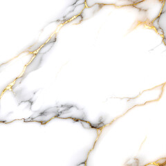 Luxury White Carrara Marble Texture Background with Gold Veins and Grey Cracks. Elegant Natural Stone Surface. Modern Ceramic Tile Design for Kitchen Countertops, Bathroom Flooring, and Interior Archi
