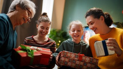 family celebrating Christmas