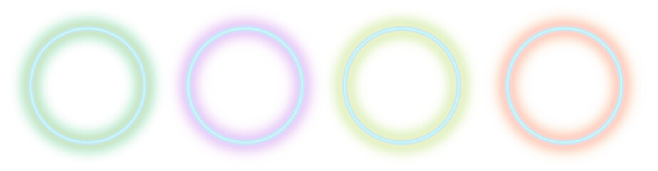 Collection of neon colorful rectangle frame glow light border rounded corners laser beam outline empty transparent background design abstract bright glow edge template effect design png