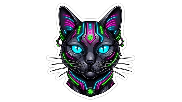 Neon Cyberpunk Cat Portrait