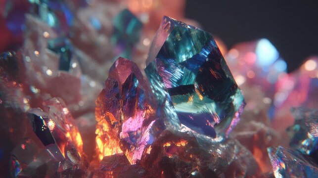 Closeup Of Colorful Iridescent Crystal Cluster