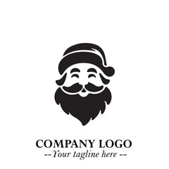 Santa Claus Logo Symbol in Black on White Background for Classic Holiday Branding and Design ArtPlus