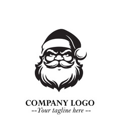 Fototapeta premium Santa Claus Logo Symbol in Black on White Background for Classic Holiday Branding and Design ArtPlus