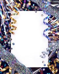 A festive party background with space for text. New Year's Eve, disco,  celebration, party invitation concept.  