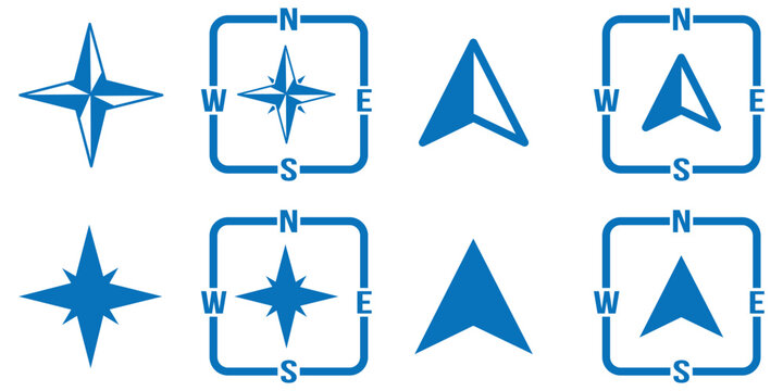 directional compass points N S W E icon set vector. compass vector icon.