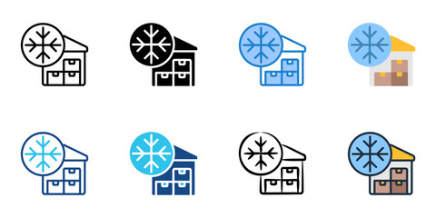 Cold storage icon set multiple style vector collection 
