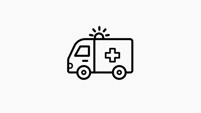 Outline icon of an ambulance with flashing lights and a cross symbol emergency vehicle medical