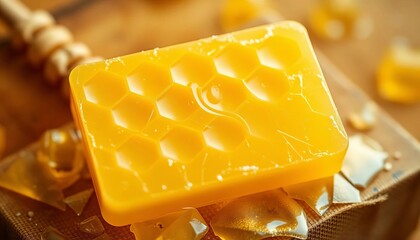 Golden honey soap bar, natural texture, honeycomb design,  eco-friendly,  moisturizing